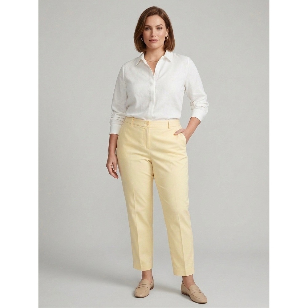 NWT J.Jill Wearever Yellow Cotton Tencel Blend Side Zip Ankle Pants 22